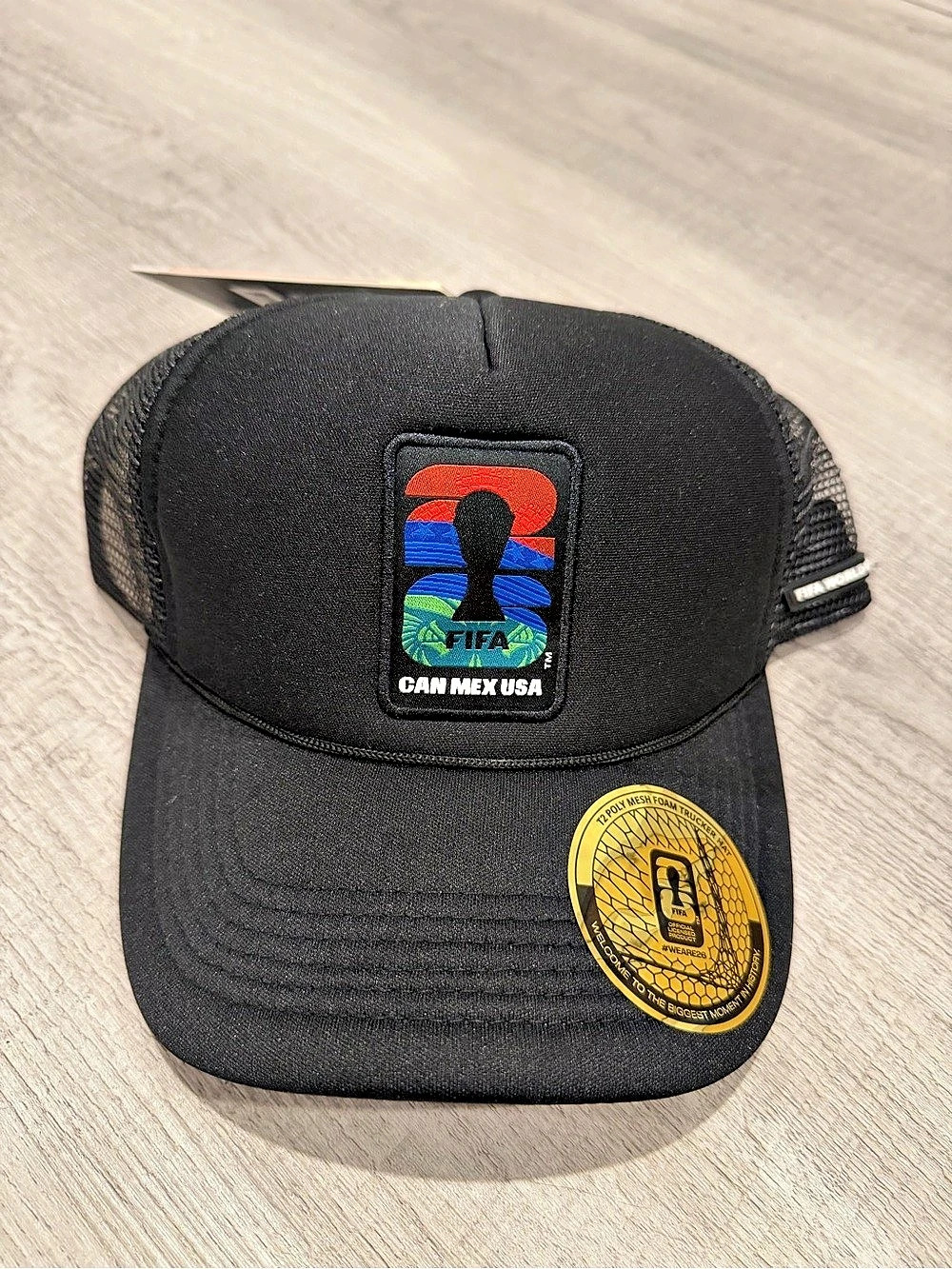 NEW FIFA World Cup 2026 Can Mex USA Black Trucker Hat & Drink Jacket